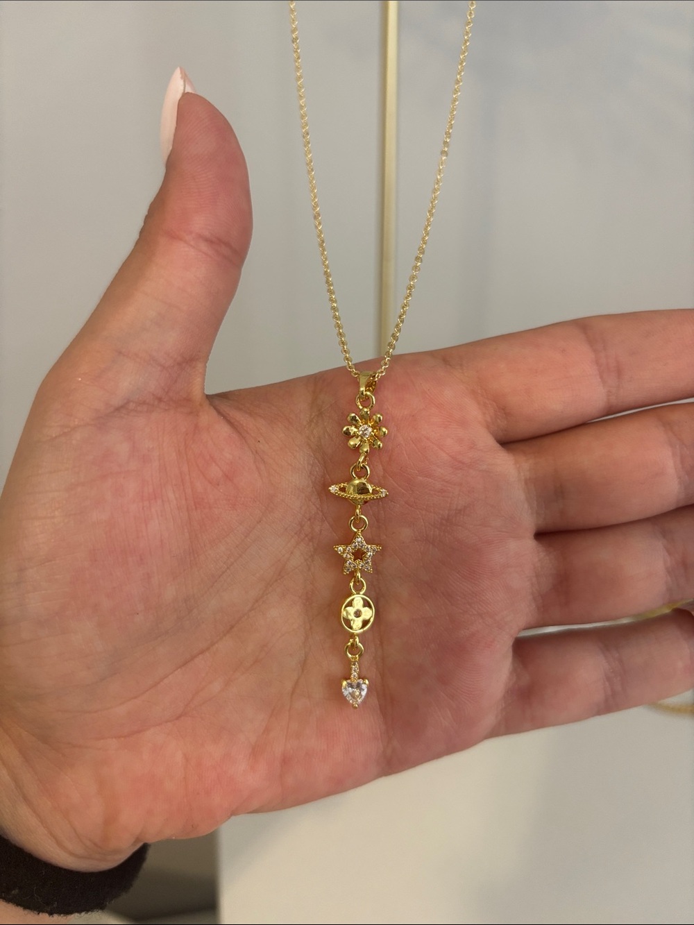 Adina Eden Gold-Tone Dangle Pendant Necklace